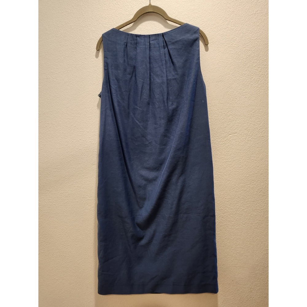Agnona Italy Blue Linen Cotton Sleeveless Sheath Dress Size 40 Luxury‎ - Picture 8 of 11